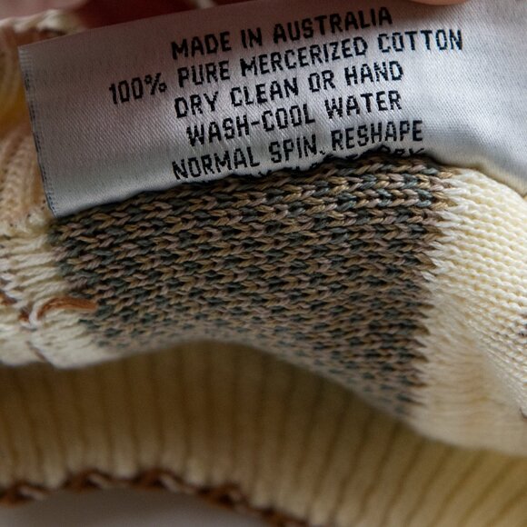 Carlo Alberto Vintage Sweater Coogi Biggie Style Textured Cream Tan Size Large - Picture 4 of 6